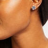 Thumbnail Image 4 of Pear-Shaped Blue Lab-Created Sapphire & Round-Cut White Lab-Created Sapphire Flower Stud Earrings Sterling Silver