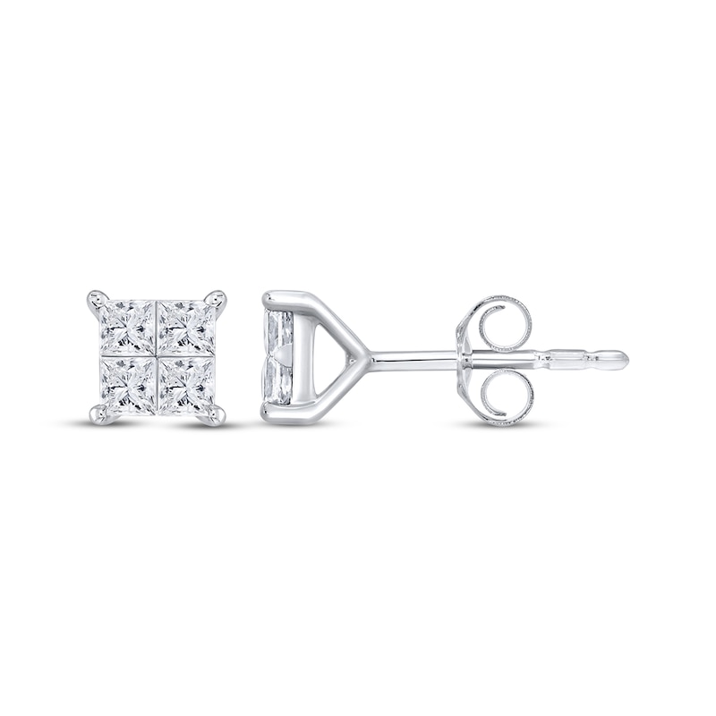 PrincessCut Diamond Quad Stud Earrings 1/2 ct tw 10K White Gold Kay