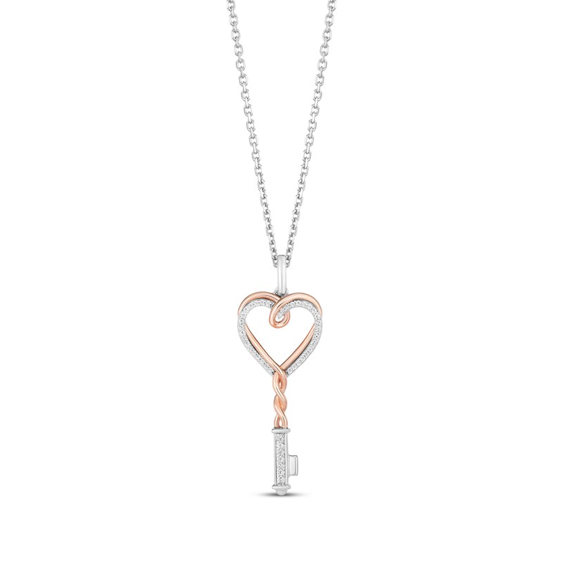 Hallmark Diamonds Key Necklace 1/10 ct tw 10K Yellow Gold 18