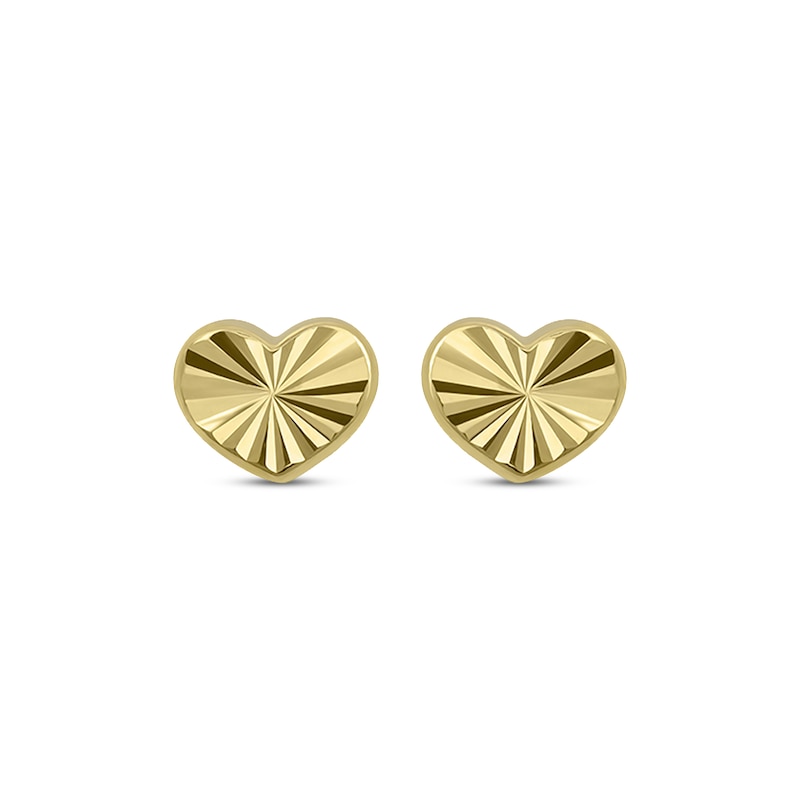 Children's Diamond-Cut Heart Stud Earrings 14K Yellow Gold | Kay