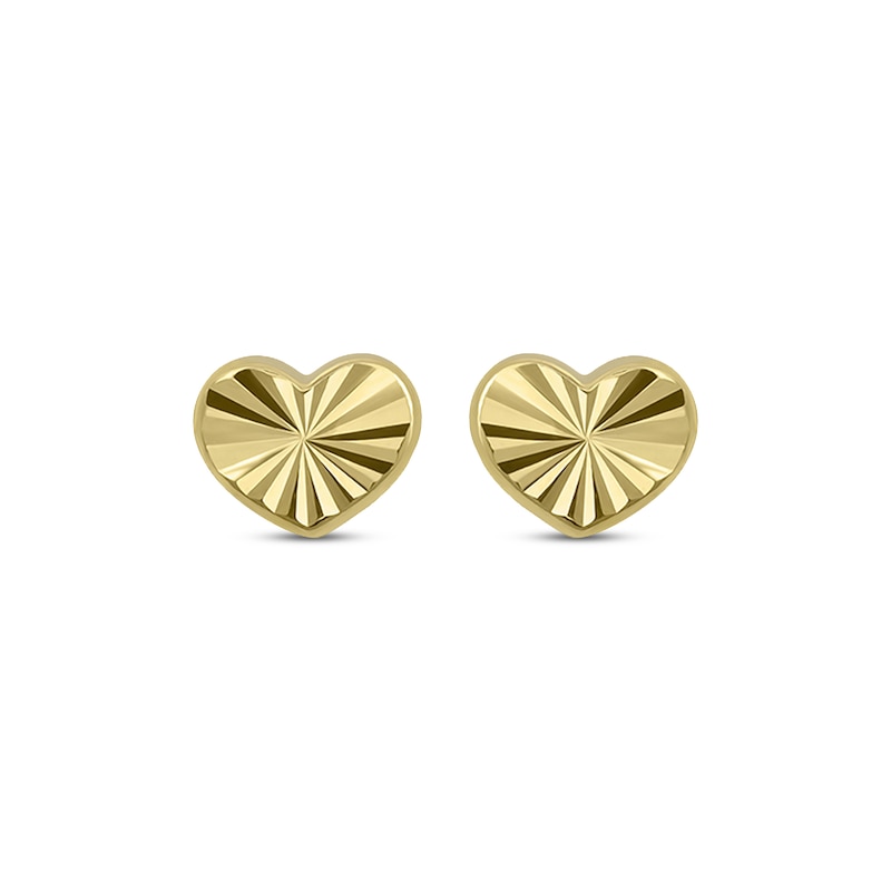 Main Image 2 of Children's Diamond-Cut Heart Stud Earrings 14K Yellow Gold