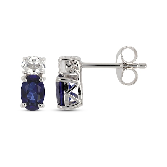 Kay Oval-Cut Blue & White Lab-Created Sapphire Stud Earrings Sterling Silver