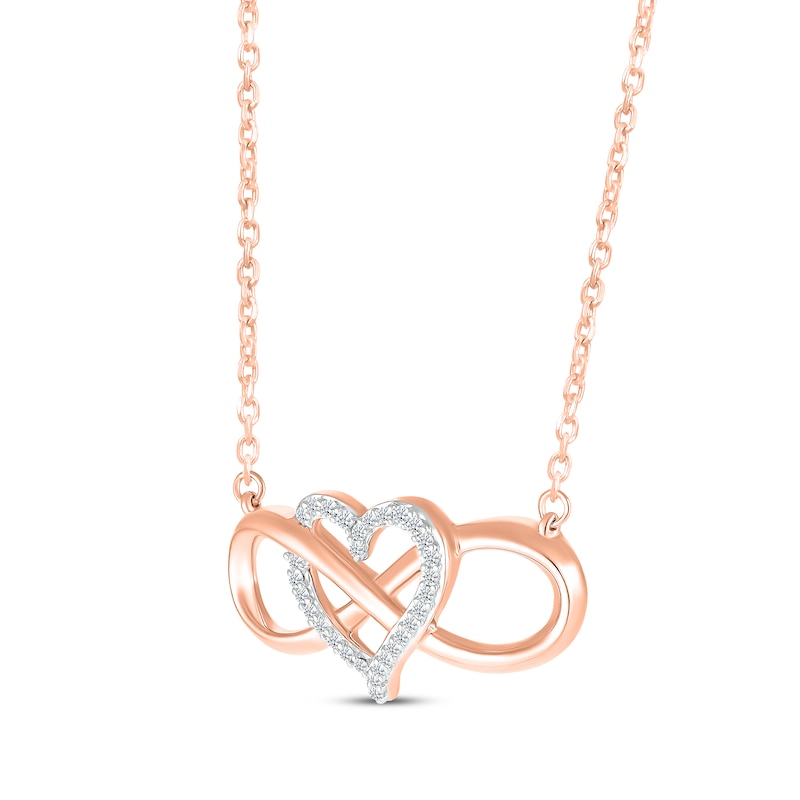 Main Image 2 of Diamond Heart Infinity Necklace 1/10 ct tw 10K Rose Gold 18&quot;