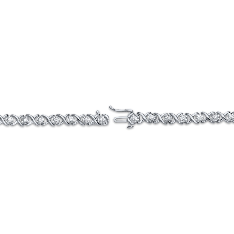 Diamond XO Link Bracelet 1 ct tw Sterling Silver 7"
