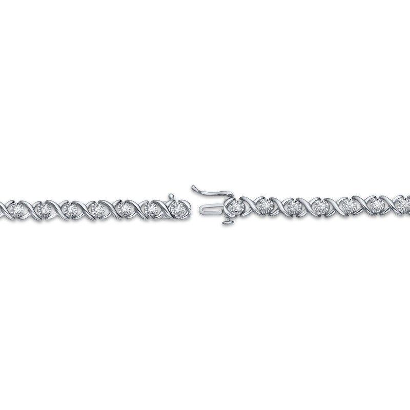 Diamond XO Link Bracelet 1 ct tw Sterling Silver 7