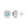 Thumbnail Image 3 of Swiss Blue Topaz & Diamond Stud Earrings 1/3 ct tw Sterling Silver & 10K Rose Gold