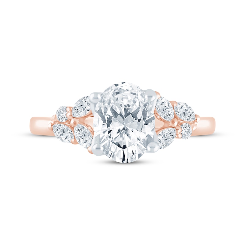 Main Image 4 of Monique Lhuillier Bliss Oval-Cut Lab-Grown Diamond Engagement Ring 2 ct tw 18K Two-Tone Gold