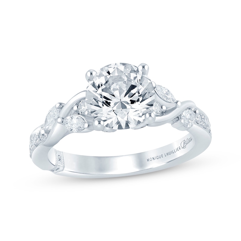 Main Image 1 of Monique Lhuillier Bliss Round-Cut Lab-Grown Diamond Engagement Ring 2-5/8 ct tw 18K White Gold