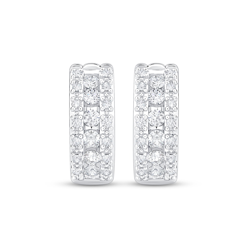Main Image 2 of Diamond Huggie Hoops 1/3 ct tw 10K White Gold