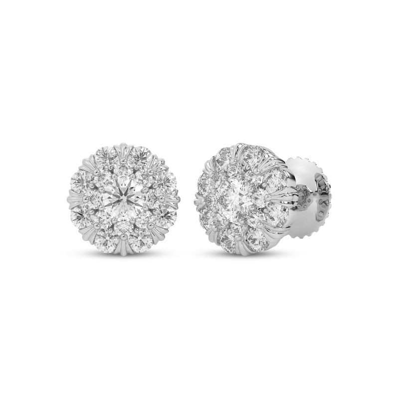 Main Image 1 of Multi-Diamond Circle Stud Earrings 1/2 ct tw 14K White Gold