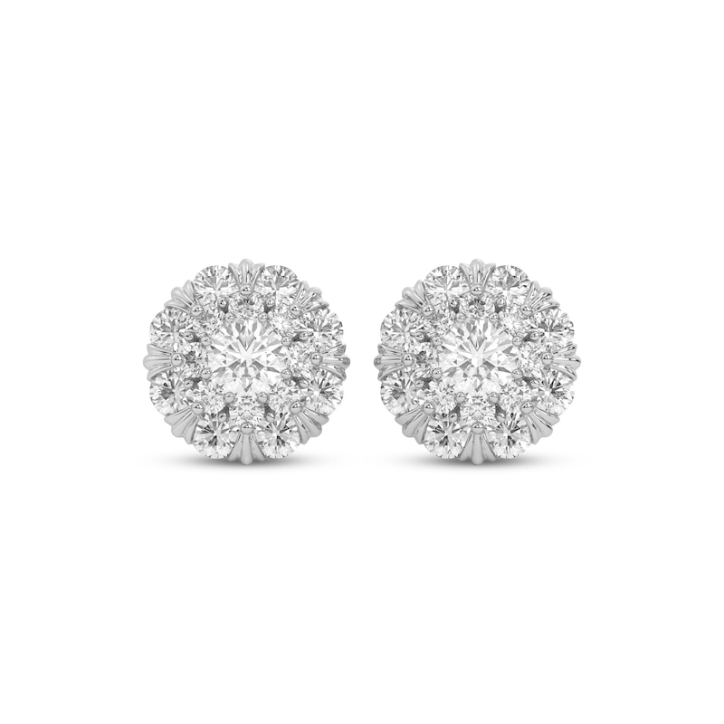 Main Image 2 of Multi-Diamond Circle Stud Earrings 1/2 ct tw 14K White Gold