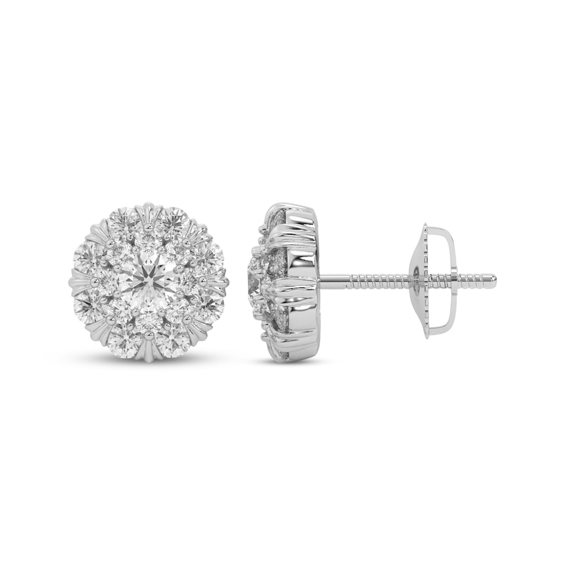 Main Image 3 of Multi-Diamond Circle Stud Earrings 1/2 ct tw 14K White Gold