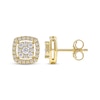 Thumbnail Image 3 of Diamond Cushion Frame Stud Earrings 1/2 ct tw 10K Yellow Gold
