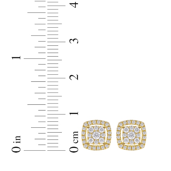 Thumbnail Image 5 of Diamond Cushion Frame Stud Earrings 1/2 ct tw 10K Yellow Gold