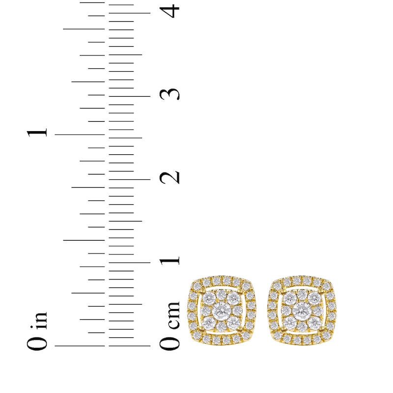 Main Image 5 of Diamond Cushion Frame Stud Earrings 1/2 ct tw 10K Yellow Gold