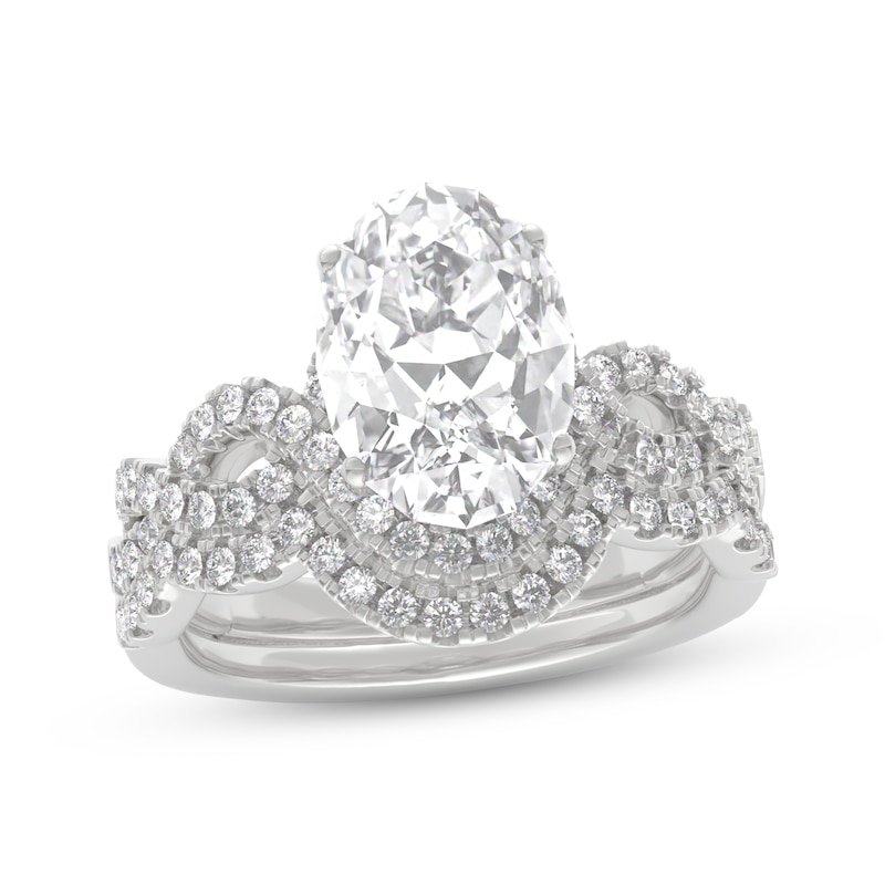 Main Image 1 of THE LEO Legacy Lab-Grown Diamond Oval-Cut Twist Shank Bridal Set 2-5/8 ct tw 14K White Gold