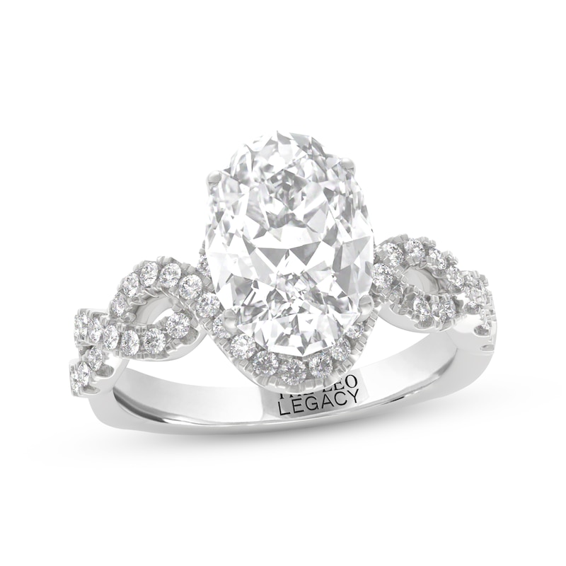 Main Image 4 of THE LEO Legacy Lab-Grown Diamond Oval-Cut Twist Shank Engagement Ring 2-1/2 ct tw 14K White Gold