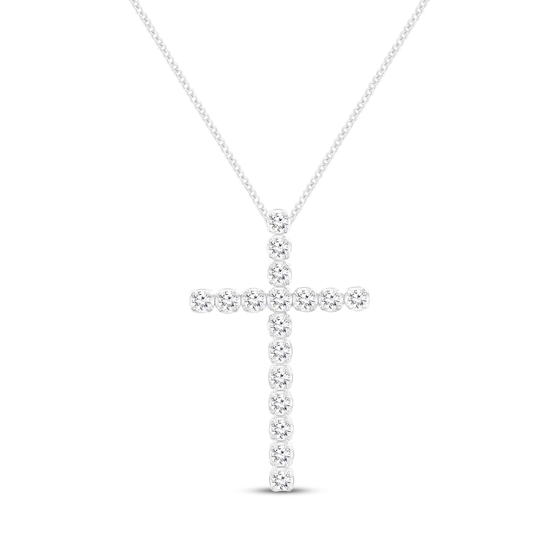 Main Image 1 of KAY Lab-Grown diamonds Cross Necklace 2 ct tw 14K White Gold 19&quot;