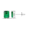 Thumbnail Image 0 of Octagon-Cut Lab-Created Emerald Solitaire Stud Earrings Sterling Silver