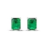 Thumbnail Image 1 of Octagon-Cut Lab-Created Emerald Solitaire Stud Earrings Sterling Silver