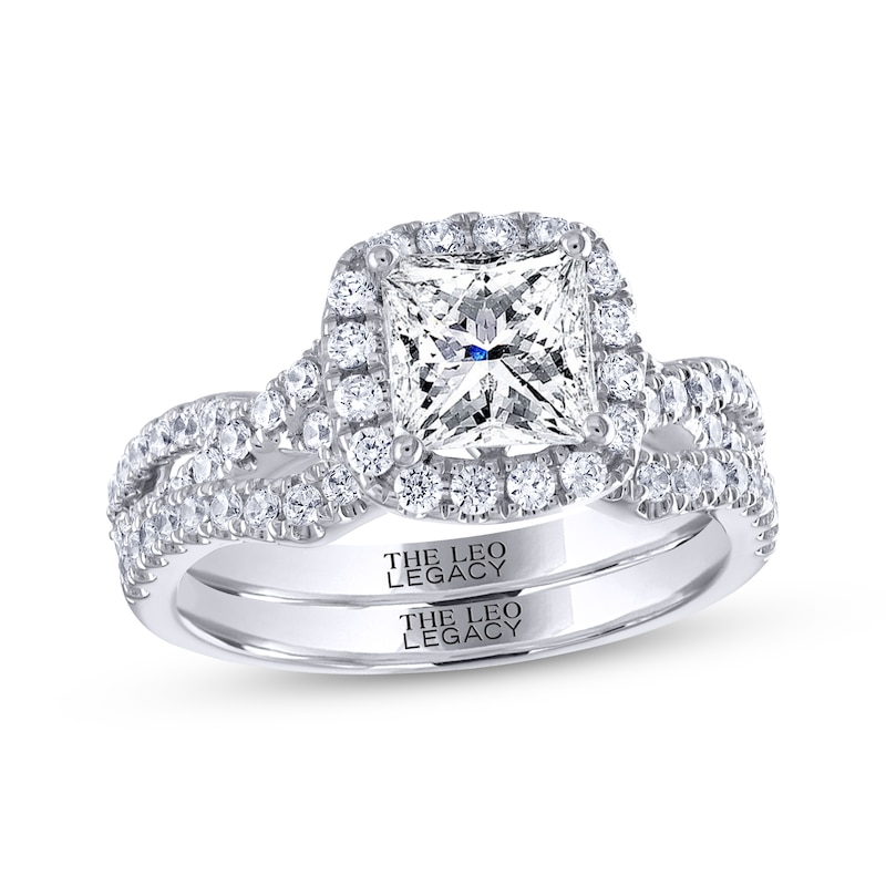 Main Image 1 of THE LEO Legacy Lab-Grown Diamond Bridal Set Princess & Round-Cut Bridal Set 2-1/4 ct tw 14K White Gold