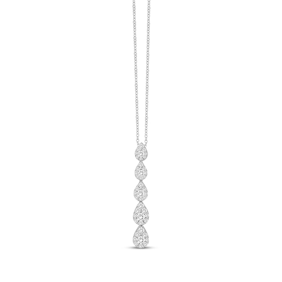 Diamond Graduated Pear Drop Necklace 1/2 ct tw 10K White Gold 18"
