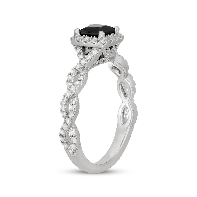 Main Image 2 of Neil Lane Princess-Cut Black Diamond & White Diamond Engagement Ring 1-1/5 ct tw 14K White Gold