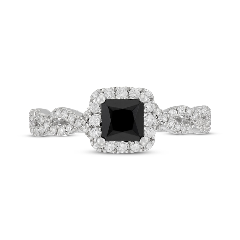 Main Image 3 of Neil Lane Princess-Cut Black Diamond & White Diamond Engagement Ring 1-1/5 ct tw 14K White Gold