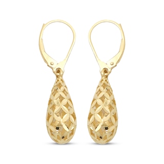 Italian Brilliance Diamond-Cut Drop Earrings 14K Yellow Gold