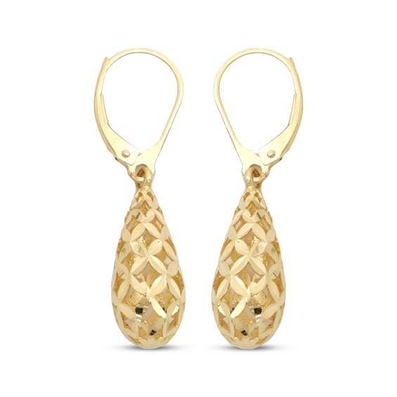 Italian Brilliance Diamond-Cut Drop Earrings 14K Yellow Gold