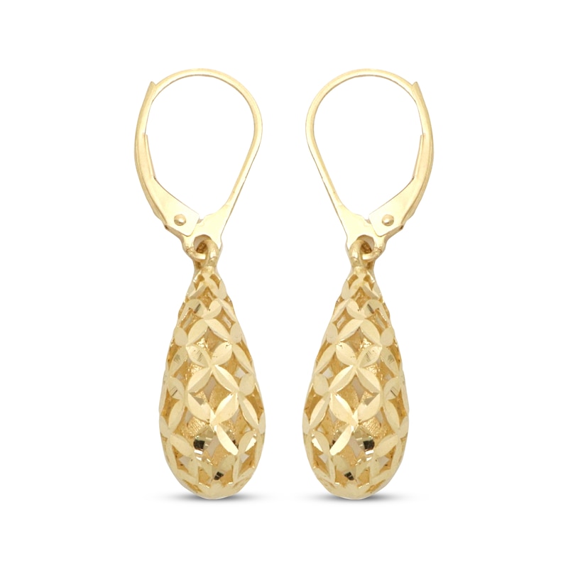 Main Image 1 of Italian Brilliance Diamond-Cut Drop Earrings 14K Yellow Gold
