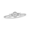 Thumbnail Image 1 of Diamond Three-Stone Halo Promise Ring 1/10 ct tw Sterling Silver