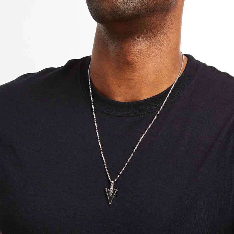 Main Image 3 of Men's Arrowhead Necklace Stainless Steel 24&quot;