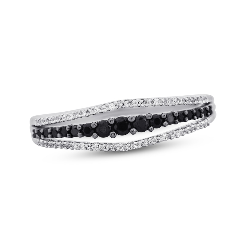 Main Image 1 of Black & White Diamond Ring 1/3 ct tw Sterling Silver