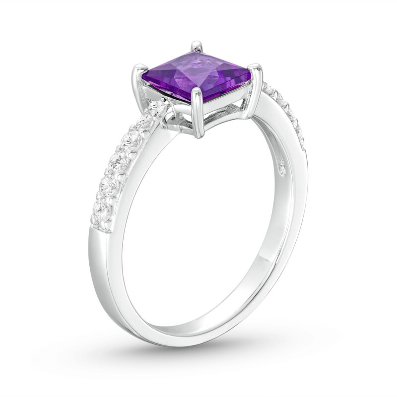 Square-Cut Amethyst & Round-Cut Lab-Created White Sapphire Gift Set Sterling Silver