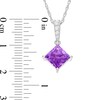 Thumbnail Image 2 of Square-Cut Amethyst & Round-Cut Lab-Created White Sapphire Gift Set Sterling Silver - Size 7