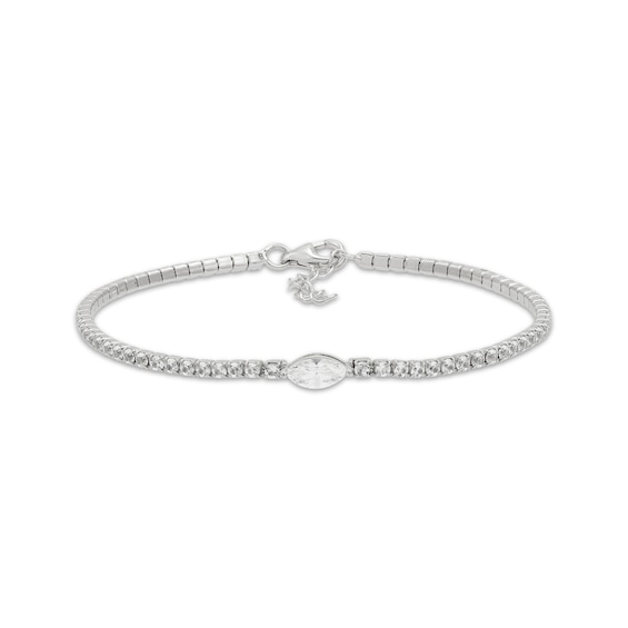 Kay Marquise & Round-Cut White Lab-Created Sapphire Bracelet Sterling Silver 8.5“