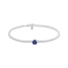 Thumbnail Image 1 of Round-Cut Blue & White Lab-Created Sapphire Bracelet Sterling Silver 7.5”