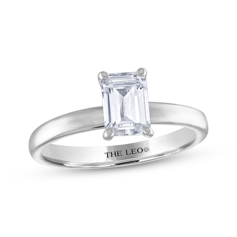 Main Image 1 of THE LEO Diamond Emerald-Cut Solitaire Engagement Ring 1 ct tw 14K White Gold