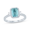 Thumbnail Image 0 of Monique Lhuillier Bliss Emerald-Cut Aquamarine & Diamond Frame Engagement Ring 1/2 ct tw 14K White Gold