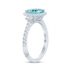 Thumbnail Image 1 of Monique Lhuillier Bliss Emerald-Cut Aquamarine & Diamond Frame Engagement Ring 1/2 ct tw 14K White Gold