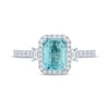 Thumbnail Image 3 of Monique Lhuillier Bliss Emerald-Cut Aquamarine & Diamond Frame Engagement Ring 1/2 ct tw 14K White Gold