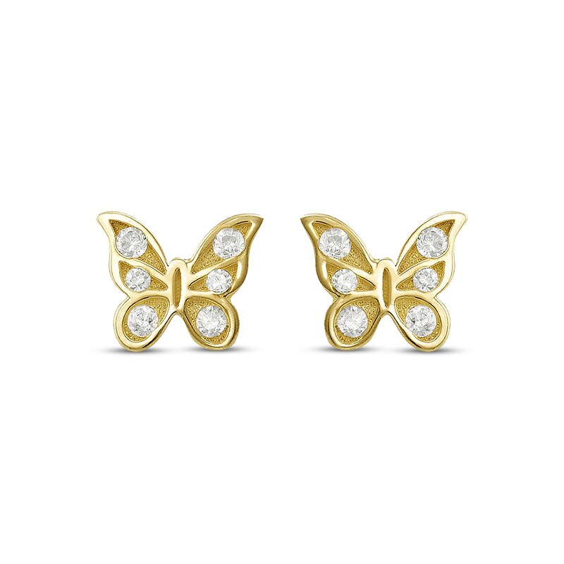 Main Image 2 of Children's Cubic Zirconia Butterfly Stud Earrings 14K Yellow Gold