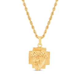 Diamond-Cut Face of Christ Rope Chain Necklace 10K Yellow Gold 22"