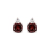 Thumbnail Image 2 of Cushion-Cut Garnet & Trillion-Cut White Lab-Created Sapphire Stud Earrings Sterling Silver