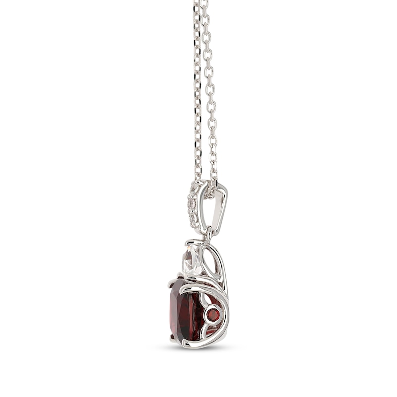 Main Image 2 of Cushion-Cut Garnet & Trillion-Cut White Lab-Created Sapphire Necklace Sterling Silver 18&quot;