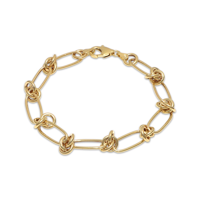 Main Image 1 of Hollow Love Knot Link Bracelet 10K Yellow Gold 7.5&quot;