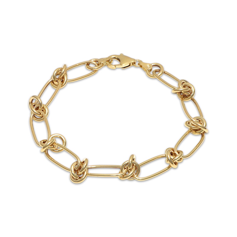 Hollow Love Knot Link Bracelet 10K Yellow Gold 7.5"