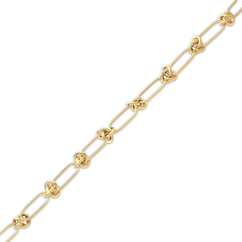 Hollow Love Knot Link Bracelet 10K Yellow Gold 7.5"