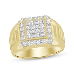 Men's Multi-Diamond Center Grid Ring 1/2 ct tw 10K Yellow Gold